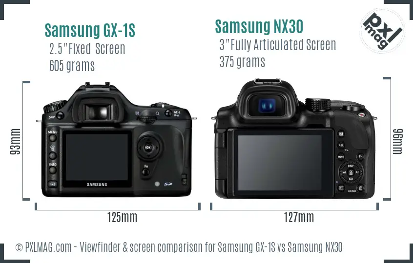Samsung GX-1S vs Samsung NX30 Screen and Viewfinder comparison