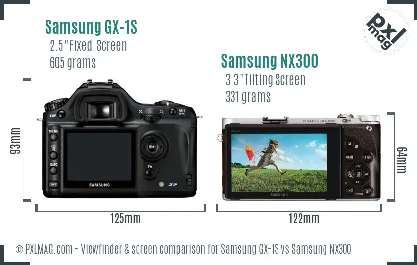Samsung GX-1S vs Samsung NX300 Screen and Viewfinder comparison