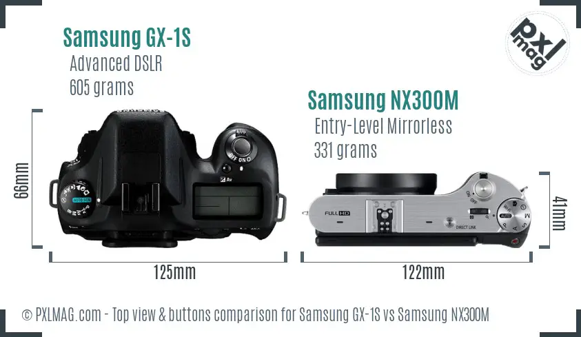Samsung GX-1S vs Samsung NX300M top view buttons comparison