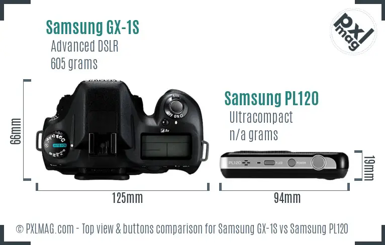 Samsung GX-1S vs Samsung PL120 top view buttons comparison