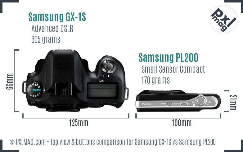 Samsung GX-1S vs Samsung PL200 top view buttons comparison