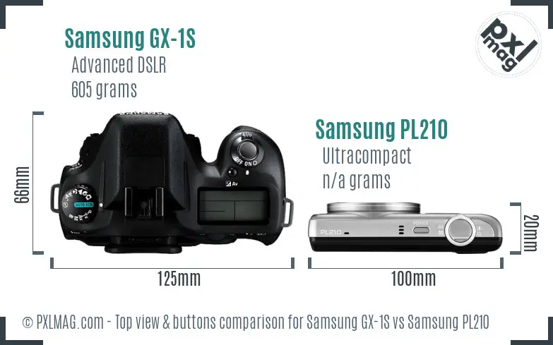 Samsung GX-1S vs Samsung PL210 top view buttons comparison