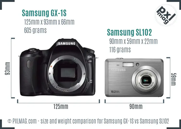 Samsung GX-1S vs Samsung SL102 size comparison