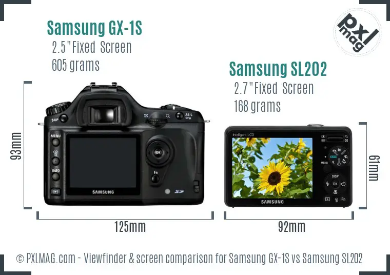 Samsung GX-1S vs Samsung SL202 Screen and Viewfinder comparison Samsung GX-1S vs Samsung SL202 Screen and Viewfinder comparison