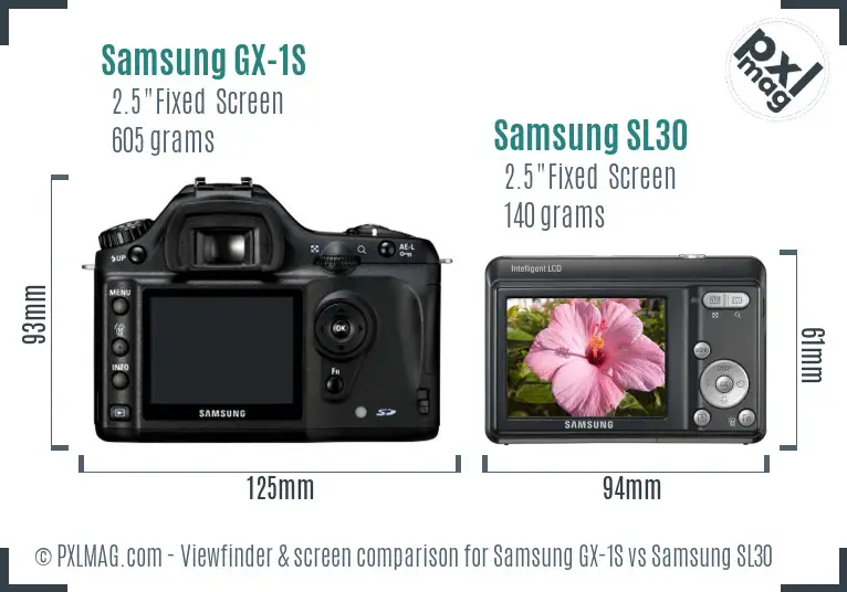 Samsung GX-1S vs Samsung SL30 Screen and Viewfinder comparison