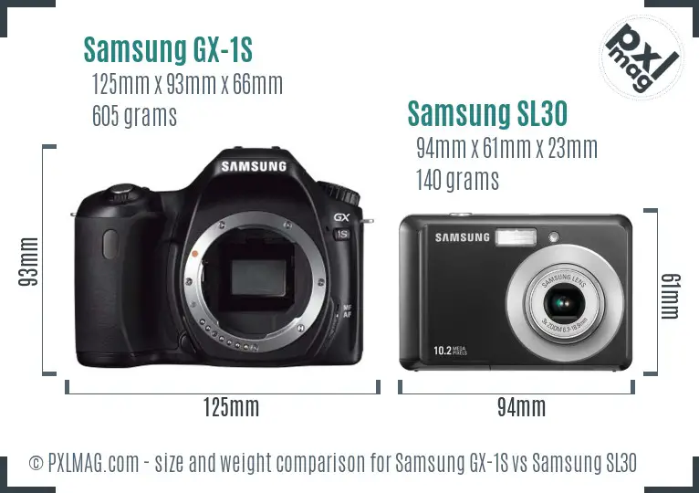 Samsung GX-1S vs Samsung SL30 size comparison