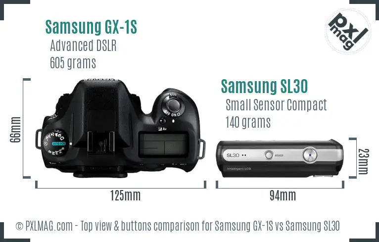 Samsung GX-1S vs Samsung SL30 top view buttons comparison