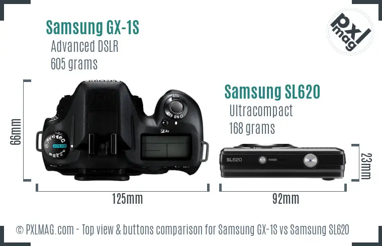 Samsung GX-1S vs Samsung SL620 top view buttons comparison