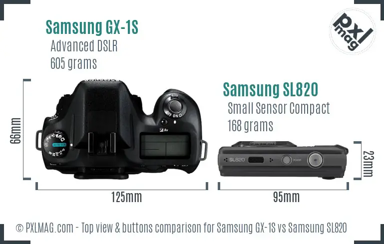 Samsung GX-1S vs Samsung SL820 top view buttons comparison