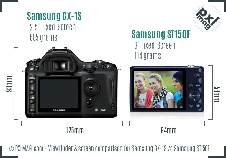 Samsung GX-1S vs Samsung ST150F Screen and Viewfinder comparison Samsung GX-1S vs Samsung ST150F Screen and Viewfinder comparison