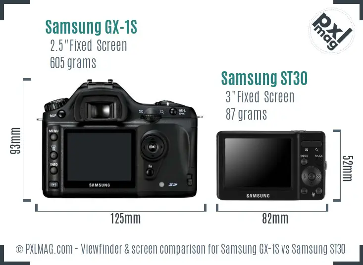 Samsung GX-1S vs Samsung ST30 Screen and Viewfinder comparison