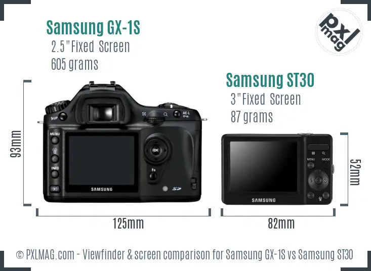 Samsung GX-1S vs Samsung ST30 Screen and Viewfinder comparison Samsung GX-1S vs Samsung ST30 Screen and Viewfinder comparison