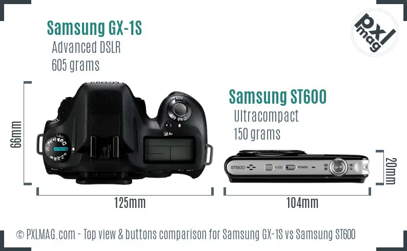 Samsung GX-1S vs Samsung ST600 top view buttons comparison