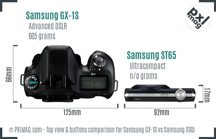 Samsung GX-1S vs Samsung ST65 top view buttons comparison