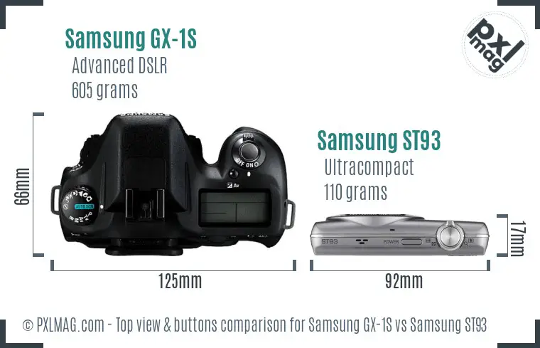 Samsung GX-1S vs Samsung ST93 top view buttons comparison