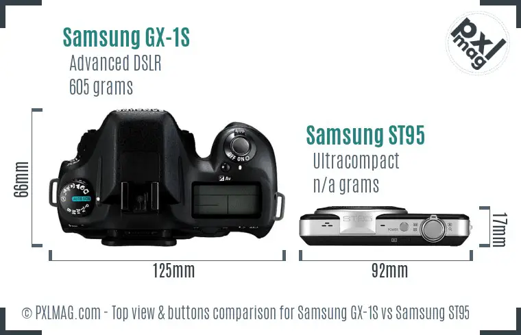 Samsung GX-1S vs Samsung ST95 top view buttons comparison