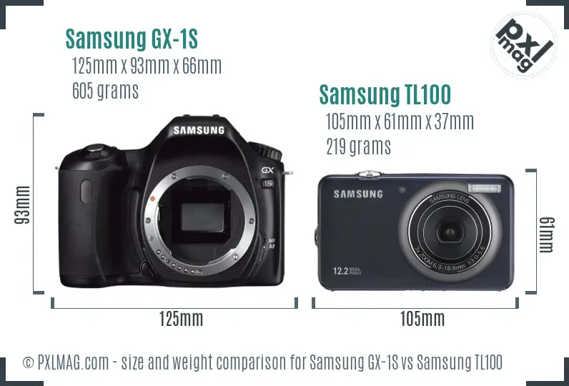 Samsung GX-1S vs Samsung TL100 size comparison