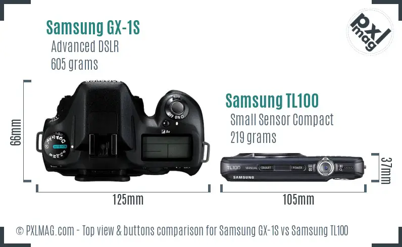 Samsung GX-1S vs Samsung TL100 top view buttons comparison
