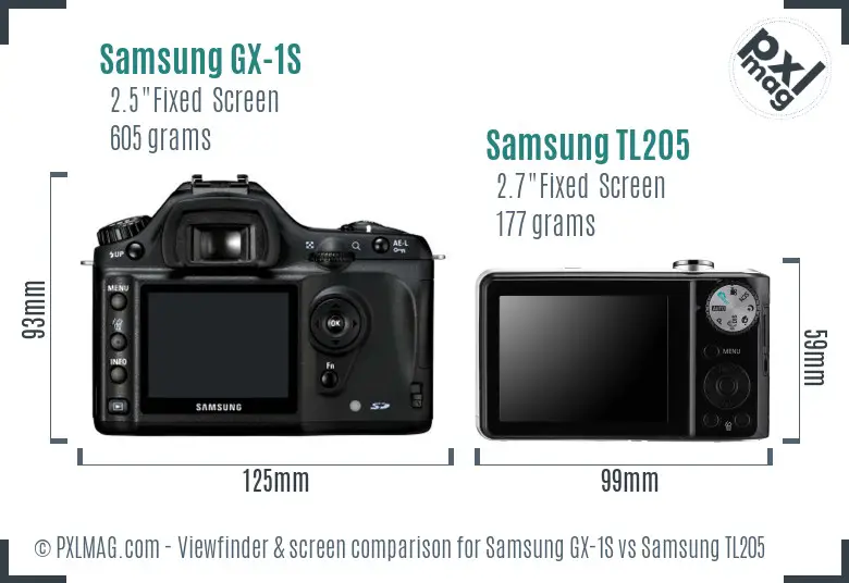 Samsung GX-1S vs Samsung TL205 Screen and Viewfinder comparison