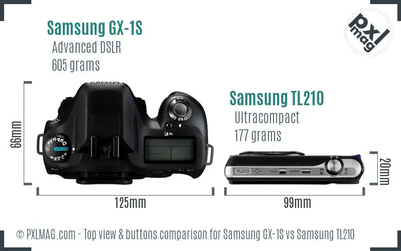 Samsung GX-1S vs Samsung TL210 top view buttons comparison