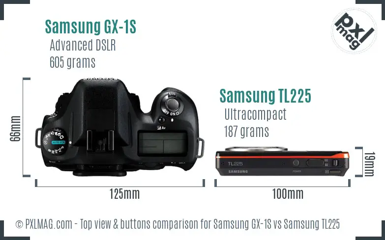 Samsung GX-1S vs Samsung TL225 top view buttons comparison