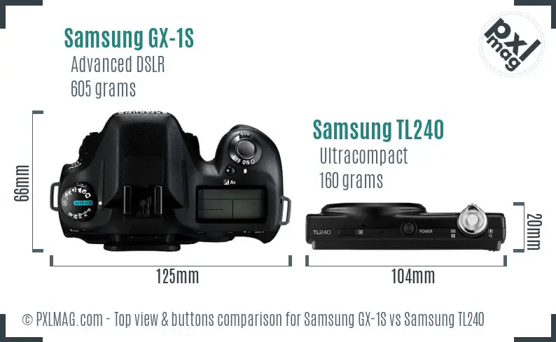 Samsung GX-1S vs Samsung TL240 top view buttons comparison