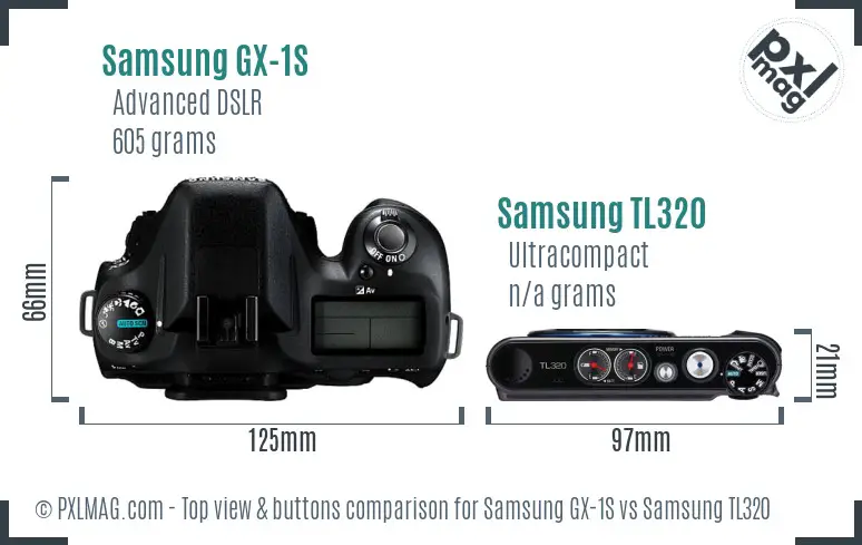 Samsung GX-1S vs Samsung TL320 top view buttons comparison