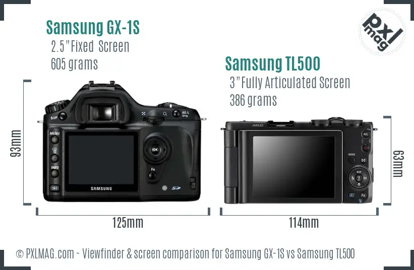 Samsung GX-1S vs Samsung TL500 Screen and Viewfinder comparison