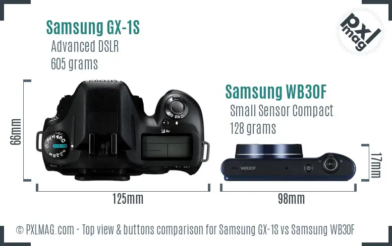Samsung GX-1S vs Samsung WB30F top view buttons comparison