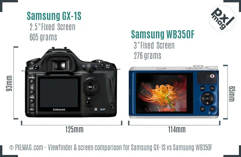 Samsung GX-1S vs Samsung WB350F Screen and Viewfinder comparison