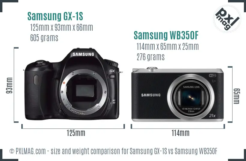 Samsung GX-1S vs Samsung WB350F size comparison