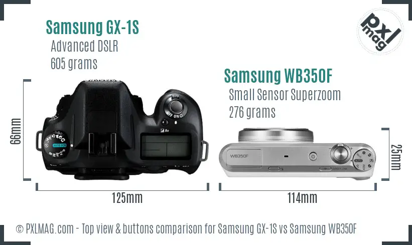Samsung GX-1S vs Samsung WB350F top view buttons comparison