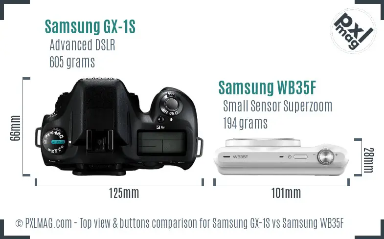 Samsung GX-1S vs Samsung WB35F top view buttons comparison