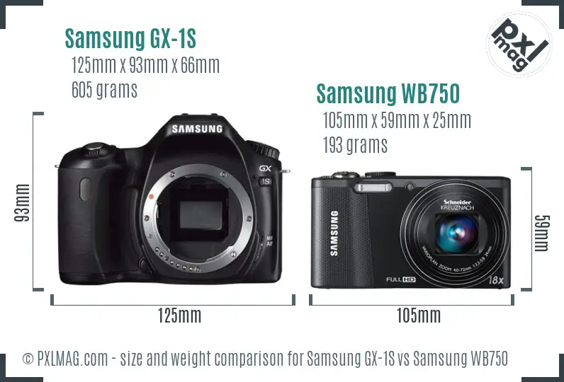 Samsung GX-1S vs Samsung WB750 size comparison