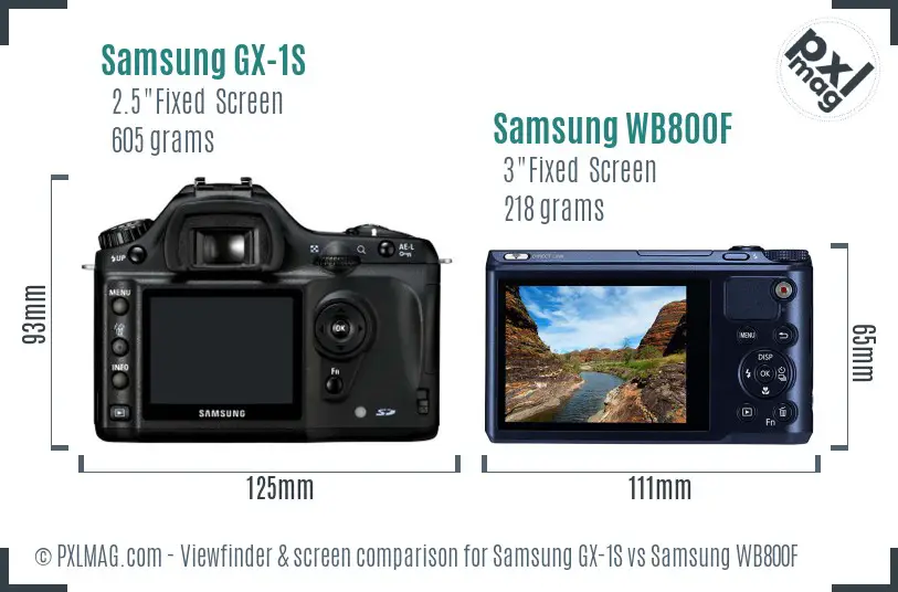 Samsung GX-1S vs Samsung WB800F Screen and Viewfinder comparison