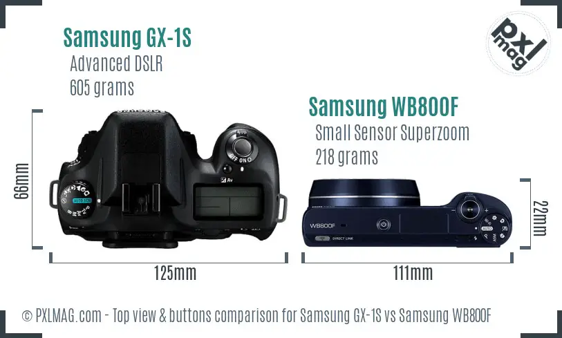 Samsung GX-1S vs Samsung WB800F top view buttons comparison