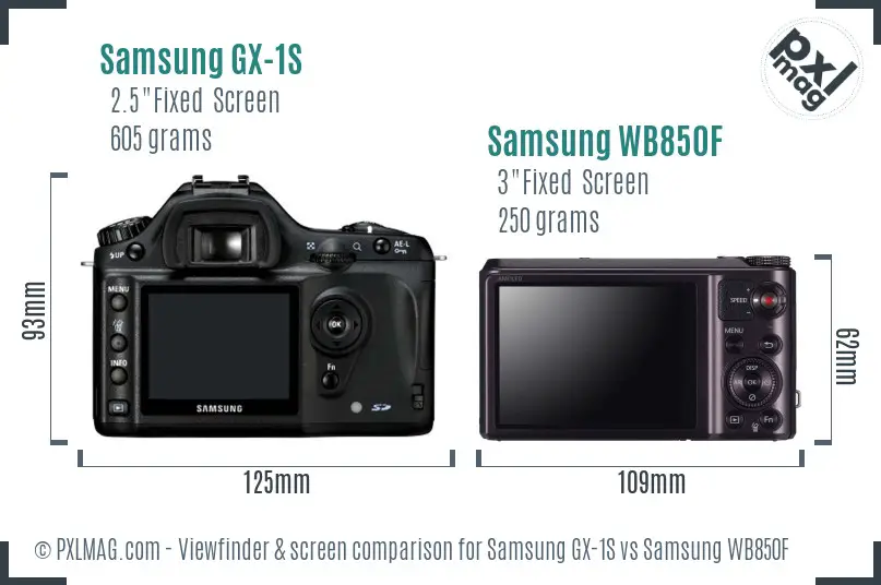 Samsung GX-1S vs Samsung WB850F Screen and Viewfinder comparison