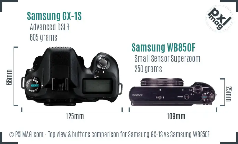 Samsung GX-1S vs Samsung WB850F top view buttons comparison