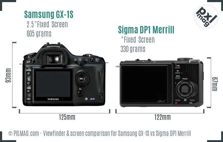 Samsung GX-1S vs Sigma DP1 Merrill Screen and Viewfinder comparison