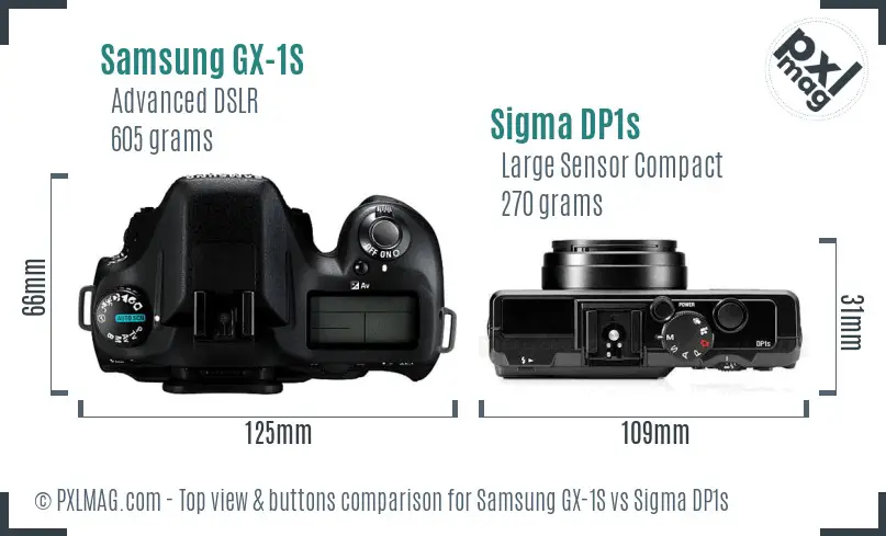 Samsung GX-1S vs Sigma DP1s top view buttons comparison