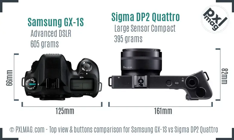 Samsung GX-1S vs Sigma DP2 Quattro top view buttons comparison