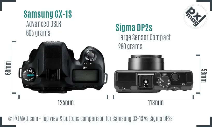 Samsung GX-1S vs Sigma DP2s top view buttons comparison