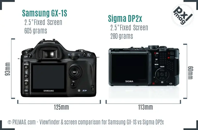 Samsung GX-1S vs Sigma DP2x Screen and Viewfinder comparison