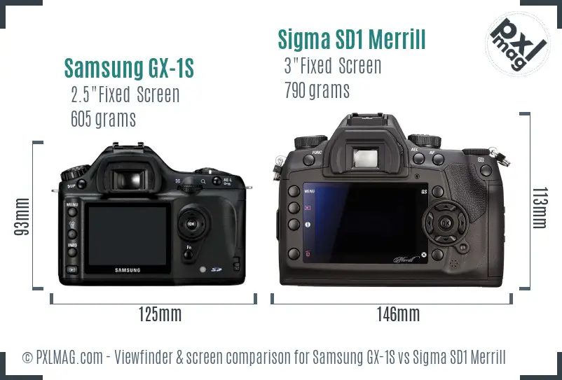 Samsung GX-1S vs Sigma SD1 Merrill Screen and Viewfinder comparison