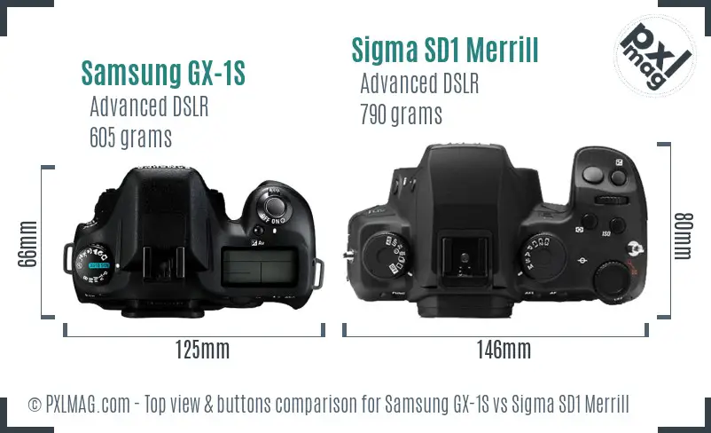 Samsung GX-1S vs Sigma SD1 Merrill top view buttons comparison