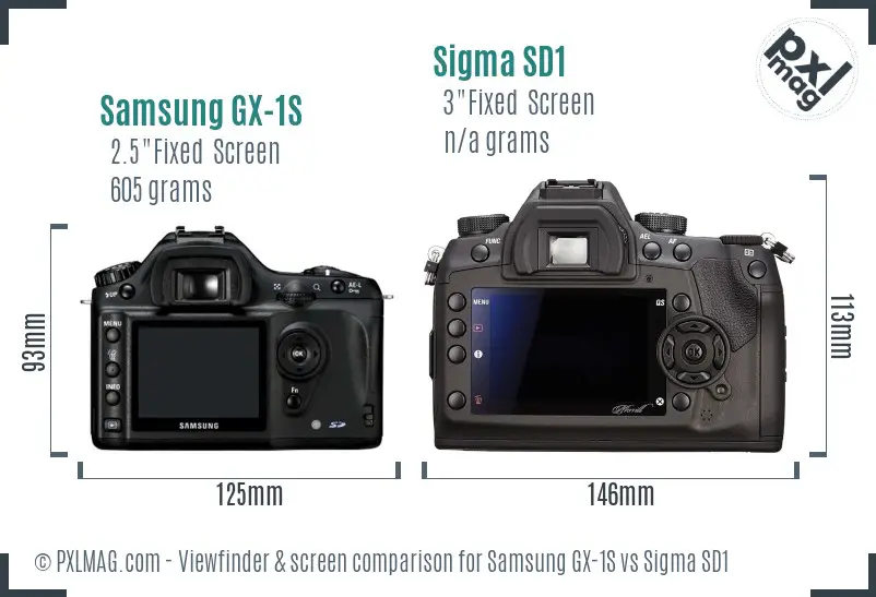 Samsung GX-1S vs Sigma SD1 Screen and Viewfinder comparison