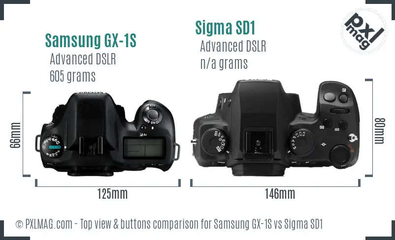 Samsung GX-1S vs Sigma SD1 top view buttons comparison