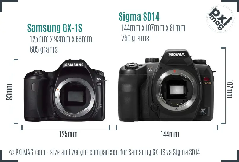 Samsung GX-1S vs Sigma SD14 size comparison