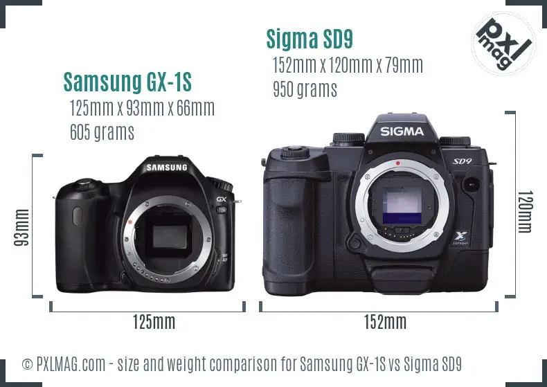 Samsung GX-1S vs Sigma SD9 size comparison