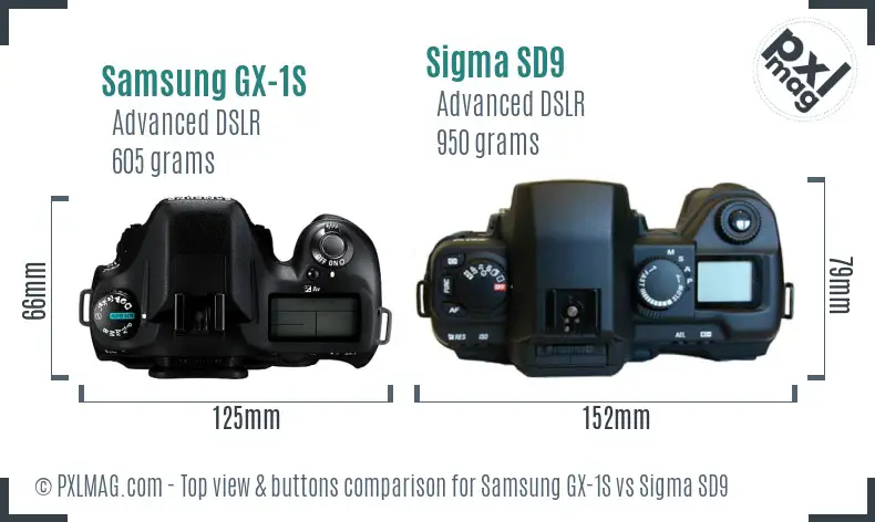 Samsung GX-1S vs Sigma SD9 top view buttons comparison